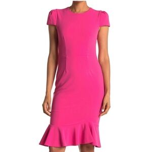 Sage Collective NWT w/ flaw Short Sleeve Zipper Back Solid Ruffled Hem Dress Sz6